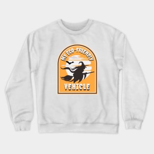 Funny Halloween Witch Flying on a Broomstick at Dusk Crewneck Sweatshirt